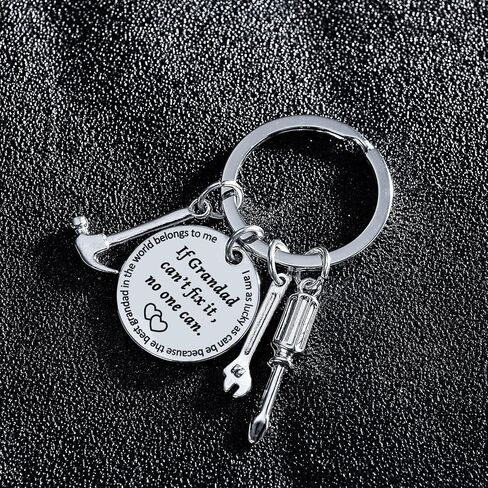 BESPMOSP Grandad Keychain Grandpa Gifts From Grandson Granddaughter Birthday Gift Keyring Father's Day Gift For Granddad Grandfather Funny Gifts For Men Grandpa Gifts Keyring（If grandad） in Kuwait