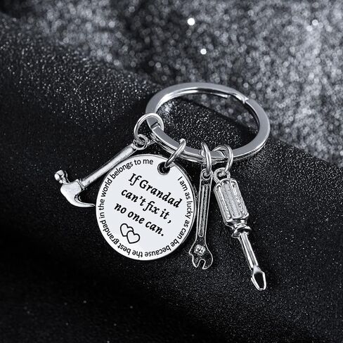BESPMOSP Grandad Keychain Grandpa Gifts From Grandson Granddaughter Birthday Gift Keyring Father's Day Gift For Granddad Grandfather Funny Gifts For Men Grandpa Gifts Keyring（If grandad） in Kuwait