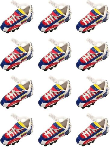 Pack of 12X Mini Soccer Football Futbol Shoe Unique Keychains Keyrings Patriotic Versatile- 3.5 Inches in Kuwait