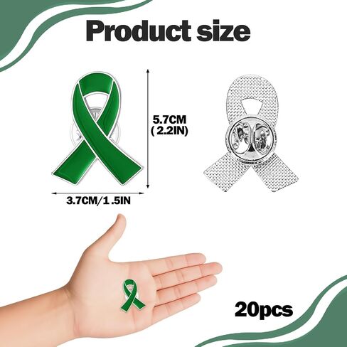 Mental Health Awareness Pins 20PCS – Green Ribbons for Mental Health Awareness Ribbon Pins for Campaign, Support Events, Bulk Fundraiser Gifts for Adults in Saudi Arabia