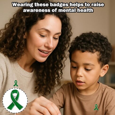 Mental Health Awareness Pins 20PCS – Green Ribbons for Mental Health Awareness Ribbon Pins for Campaign, Support Events, Bulk Fundraiser Gifts for Adults in Saudi Arabia