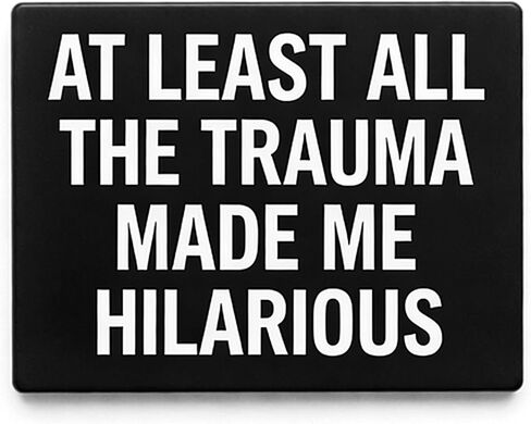 At Least All The Trauma Made Me Hilarious Enamel Pin, Dark Humor Lapel Pin, Internet Humor Brooches, Funny Lapel Badge, Emotional Backpack Pins for Hats Caps Clothes Vest Jackets in Saudi Arabia