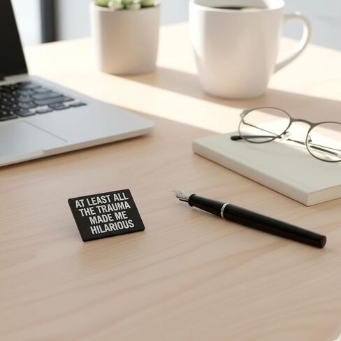 At Least All The Trauma Made Me Hilarious Enamel Pin, Dark Humor Lapel Pin, Internet Humor Brooches, Funny Lapel Badge, Emotional Backpack Pins for Hats Caps Clothes Vest Jackets in Saudi Arabia