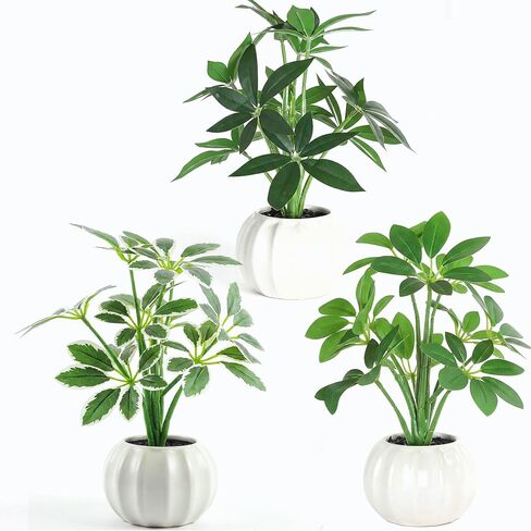 Artificial Plants Stems with Vase, 9.1" Fake Plants for Home Decor, Coffee Table Centerpieces, Office, Bathroom & Farmhouse Weddings - Faux Greenery Plants Decorations in Saudi Arabia