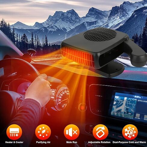 Portable Car Heater and Defroster That Plugs into Cigarette Lighter for Car 24V 200W Fast Heating and Cooling Fans for Car Hidden Handle 360 ​​Degree Car Heaters for Vehicle in Saudi Arabia