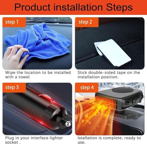 Portable Car Heater and Defroster That Plugs into Cigarette Lighter for Car 24V 200W Fast Heating and Cooling Fans for Car Hidden Handle 360 ​​Degree Car Heaters for Vehicle in Saudi Arabia