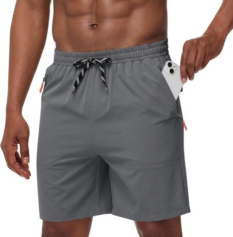 Men's Casual Hiking Athletic Shorts Khaki Board Hybrid Drawstring Elastic Waist 7 inch Quick Dry Lightweight Stretch in Saudi Arabia