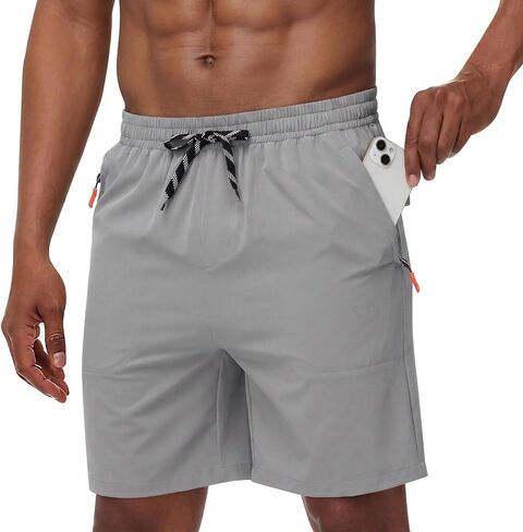 Men's Casual Hiking Athletic Shorts Khaki Board Hybrid Drawstring Elastic Waist 7 inch Quick Dry Lightweight Stretch in Saudi Arabia