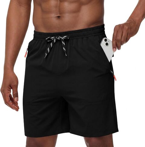Men's Casual Hiking Athletic Shorts Khaki Board Hybrid Drawstring Elastic Waist 7 inch Quick Dry Lightweight Stretch in Saudi Arabia