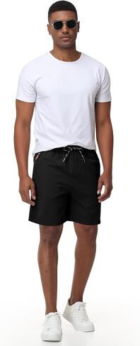 Men's Casual Hiking Athletic Shorts Khaki Board Hybrid Drawstring Elastic Waist 7 inch Quick Dry Lightweight Stretch in Saudi Arabia