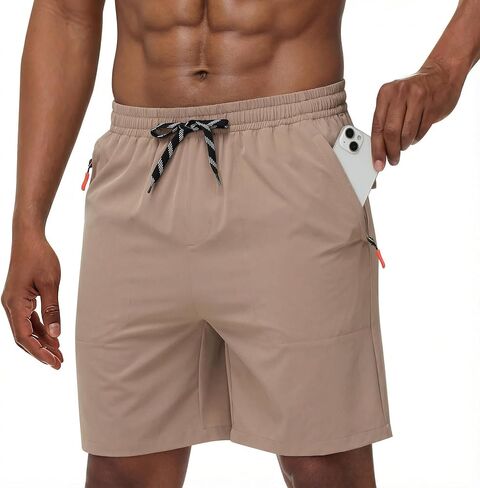 Men's Casual Hiking Athletic Shorts Khaki Board Hybrid Drawstring Elastic Waist 7 inch Quick Dry Lightweight Stretch in Saudi Arabia