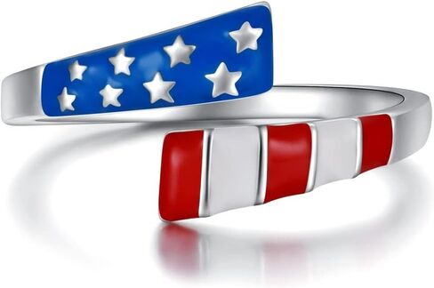 Pingyongchang 4th of July Patriotic Rings for Women Men America Red White Blue Star Adjustable Ring Usa American Flag Independence Day Gifts in Kuwait