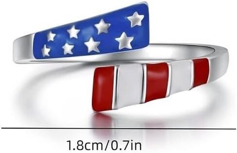 Pingyongchang 4th of July Patriotic Rings for Women Men America Red White Blue Star Adjustable Ring Usa American Flag Independence Day Gifts in Kuwait