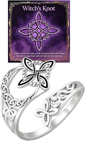 Celtic Knot Ring for Women, Vintage Boho Witches Protection Knot Timeless Symbolism Rings Adjustable Silver Thumb Stackable Jewelry Gifts in Kuwait