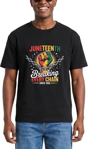 Juneteenth T-Shirt for Men Women Black History Freedom Day Short Sleeve Independence Day Tees Cotton in Kuwait