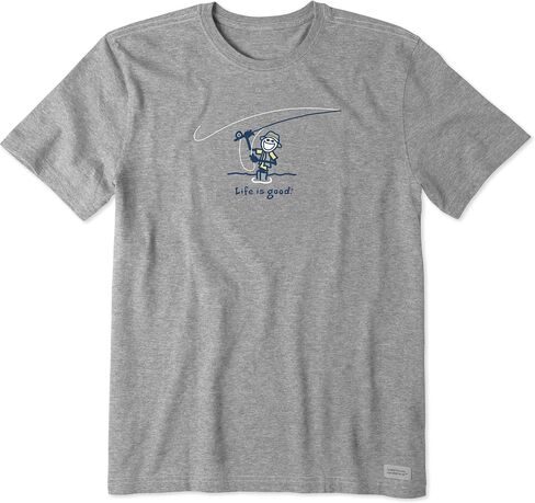 Life is Good Men's Crusher Tee Shirt, Short Sleeve Cotton Graphic T-Shirts, Jake Cast Fish in Kuwait