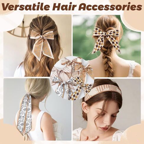 5 Packs Purse Scarf for Women, Satin Hair Scarfs Lightweight Skinny Headbands Boho Bag Scarf for Handbags Purse Handle Neck Hair Accessories in Kuwait
