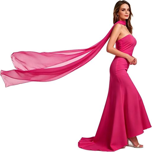 118 Inches Long Bridal Neck Chiffon Scarf Shawl Wrap for Wedding in Saudi Arabia