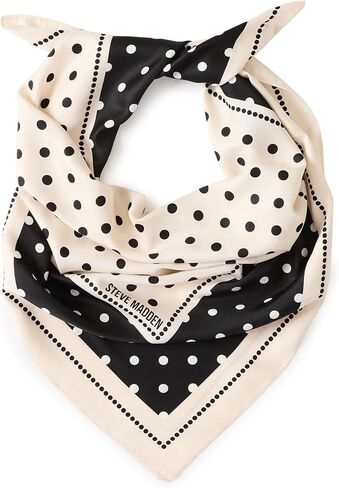Steve Madden Alyse Satin Square Scarf, Black Polka Dot in Kuwait