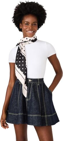 Steve Madden Alyse Satin Square Scarf, Black Polka Dot in Kuwait