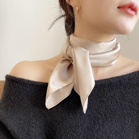 Ciormis 100% Silk Scarfs-21 x 21 small Champagne Pure silk Headband Scarf for Women Hairband (Style 6-New Champagne) in Saudi Arabia