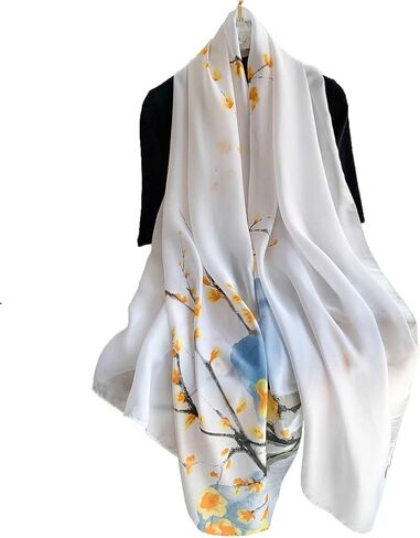 Silk Feeling Long Satin Scarf Fashion Beach Scarf Shawl Check Style Sunscreen Shawls Wraps-Lightweight Pattern in Kuwait