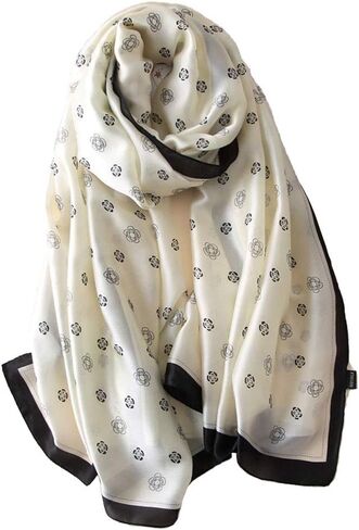 Silk Feeling Long Satin Scarf Fashion Beach Scarf Shawl Check Style Sunscreen Shawls Wraps-Lightweight Pattern in Kuwait