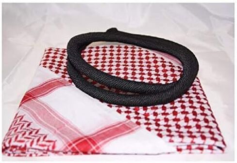 Authentic Middle Eastern Arab Kafiya Keffiyeh w Aqel Rope, Red/White, Large - X-Large in Saudi Arabia