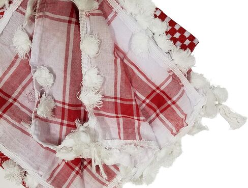 Authentic Middle Eastern Arab Kafiya Keffiyeh w Aqel Rope, Red/White, Large - X-Large in Saudi Arabia