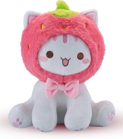AIXINI Cute Shark, Frog & Strawberry Cat Plush Pillow Set – Huggable Stuffed Animal with Soft Filling, Adorable Sitting Pose, Comfort Gift for Kids & Adults (Strawberry, Medium Size) in Saudi Arabia