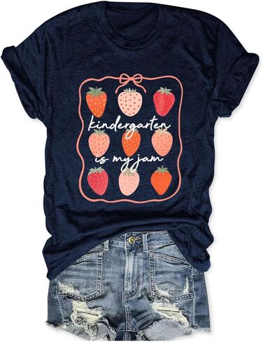 Kindergarten is My Jam Teacher Shirts Women Funny Back to School T-Shirt in Saudi Arabia