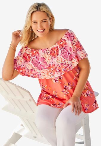 Woman Within Plus Size Ruffle Tee in Kuwait