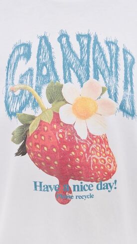 Ganni Women's Basic Cotton Jersey Strawberry Print Tee in Saudi Arabia