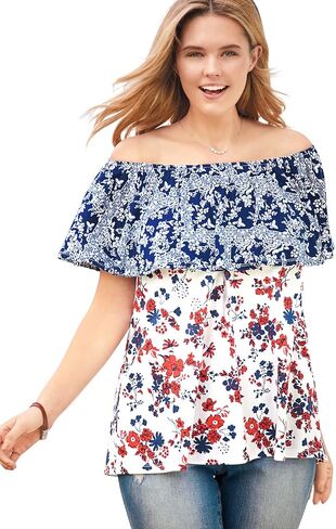 Woman Within Plus Size Ruffle Tee in Kuwait