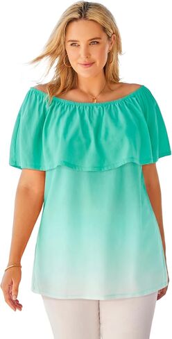 Woman Within Plus Size Ruffle Tee in Kuwait