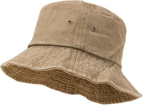 Washed Cotton Bucket Hat Vintage Denim Style Sun Cap Breathable UV Protection Fisherman Hat for Men & Women - Travel in Kuwait