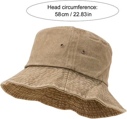 Washed Cotton Bucket Hat Vintage Denim Style Sun Cap Breathable UV Protection Fisherman Hat for Men & Women - Travel in Kuwait