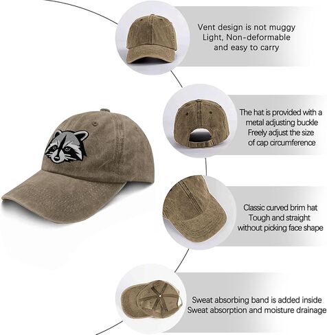 Nuanua Funny Raccoon Embroidered Dad Hat for Animal Lovers Trash Panda Gifts for Father Son in Saudi Arabia