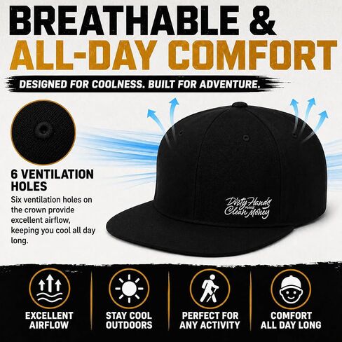 Dirty Hands Make Clean Money Snapback Hat for Men Funny Black Baseball Cap Women Adjustable Dad Hat Fashion Trucker Hat for Summer in Saudi Arabia