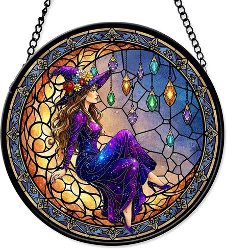 7.8" Cactus Suncatcher Stained Glass Window Hanging Green Plant Sun Catchers Desert Landscape Ornament Wall Art Door Terrace Garden Home Decor Birthday for Women Men Mom in Kuwait
