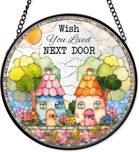 7.8" Cactus Suncatcher Stained Glass Window Hanging Green Plant Sun Catchers Desert Landscape Ornament Wall Art Door Terrace Garden Home Decor Birthday for Women Men Mom in Kuwait
