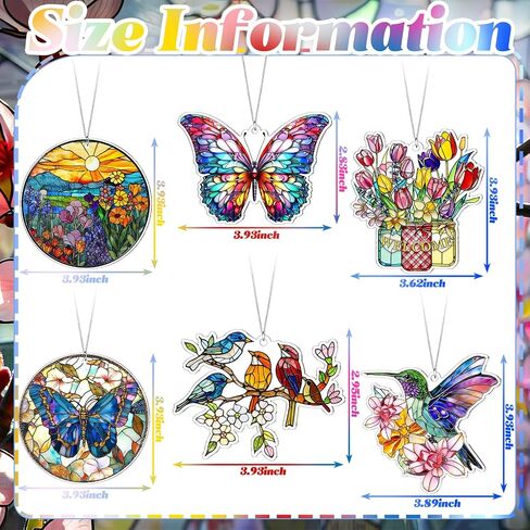Patelai 6 Pcs Acrylic Butterfly Suncatcher Ornament Faux Stained Glass Butterfly Gifts for Women Colorful Hummingbird Cardinal Suncatcher Window Hanging Decor for Home Spring Summer Nature Lover in Kuwait