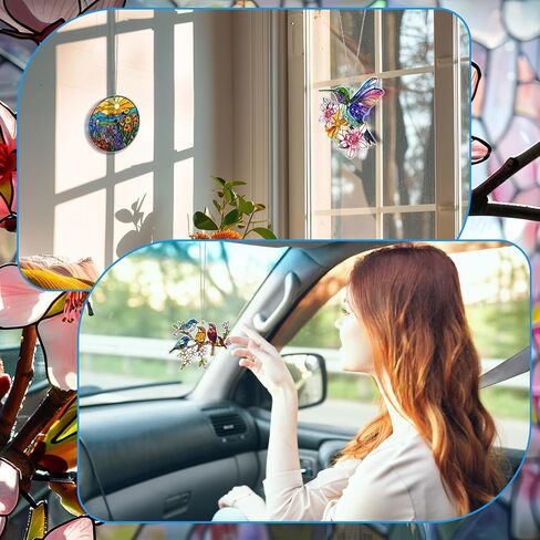 Patelai 6 Pcs Acrylic Butterfly Suncatcher Ornament Faux Stained Glass Butterfly Gifts for Women Colorful Hummingbird Cardinal Suncatcher Window Hanging Decor for Home Spring Summer Nature Lover in Kuwait