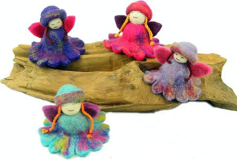 Hand Felted Colorful Flower Fairies - Set of 4 - Global Groove in Saudi Arabia