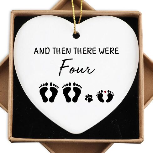 And Then There Were Four Cute Pregnancy Announcement Ornament Mziwuekt Keepsake Sign Heart Plaque Expecting Parents to Be Unique Gifts New Parents Gifts for Couples Dog Parent in Saudi Arabia