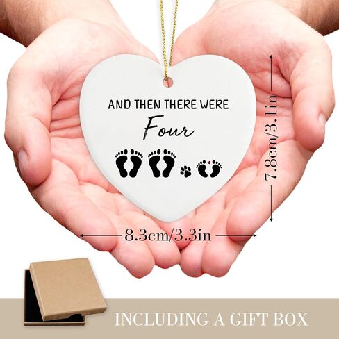 And Then There Were Four Cute Pregnancy Announcement Ornament Mziwuekt Keepsake Sign Heart Plaque Expecting Parents to Be Unique Gifts New Parents Gifts for Couples Dog Parent in Saudi Arabia