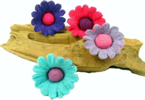 Hand Felted Colorful Flower Fairies - Set of 4 - Global Groove in Saudi Arabia