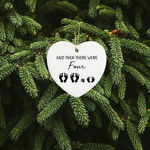And Then There Were Four Cute Pregnancy Announcement Ornament Mziwuekt Keepsake Sign Heart Plaque Expecting Parents to Be Unique Gifts New Parents Gifts for Couples Dog Parent in Saudi Arabia