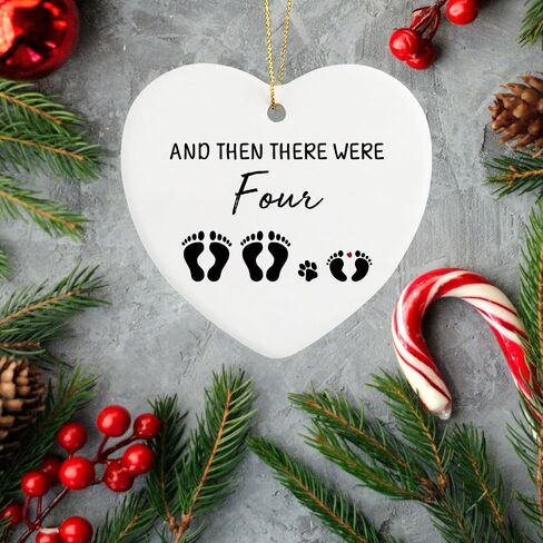 And Then There Were Four Cute Pregnancy Announcement Ornament Mziwuekt Keepsake Sign Heart Plaque Expecting Parents to Be Unique Gifts New Parents Gifts for Couples Dog Parent in Saudi Arabia