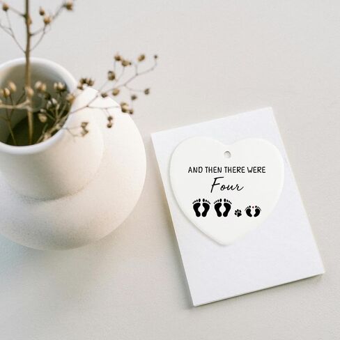 And Then There Were Four Cute Pregnancy Announcement Ornament Mziwuekt Keepsake Sign Heart Plaque Expecting Parents to Be Unique Gifts New Parents Gifts for Couples Dog Parent in Saudi Arabia